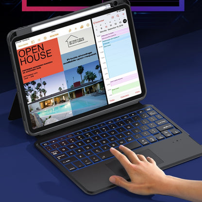 For iPad 10.2 ZGA K01 Wireless Bluetooth Magnetic Keyboard Tablet Leather Case(Black) by ZGA