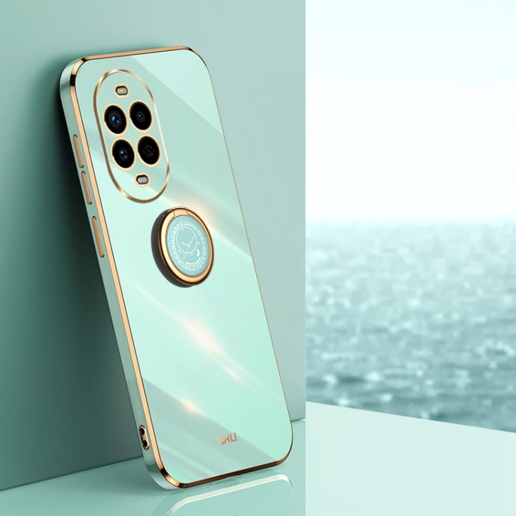 For Huawei Nova 13 Pro XINLI Straight 6D Plating Gold Edge TPU Shockproof Case with Ring Holder(Mint Green) by XINLI