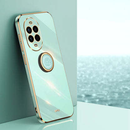 For Huawei Nova 13 Pro XINLI Straight 6D Plating Gold Edge TPU Shockproof Case with Ring Holder(Mint Green) by XINLI