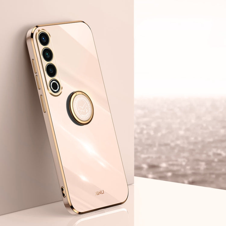 For Meizu 20 Pro 5G XINLI Straight Edge 6D Electroplate TPU Phone Case with Ring Holder(Pink) by XINLI