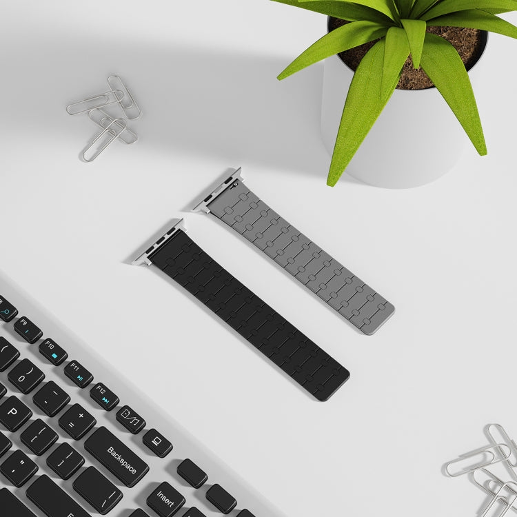 For Apple Watch Ultra 2 49mm Two Color Loop Magnetic Silicone Watch Band(Black+Grey) by bashfashion