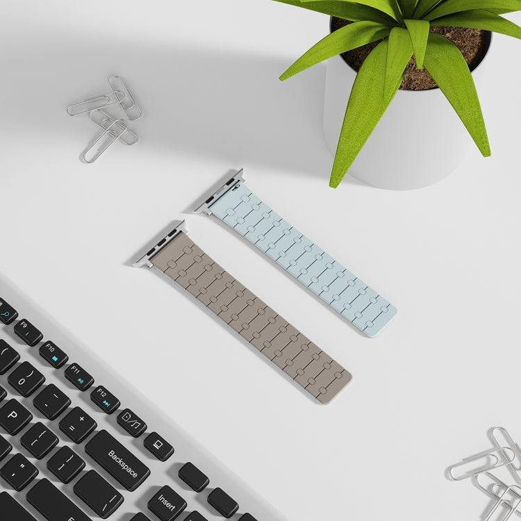 For Apple Watch Ultra 2 49mm Two Color Loop Magnetic Silicone Watch Band(Khaki+Light Green) by bashfashion
