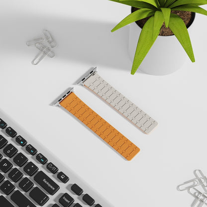 For Apple Watch Ultra 2 49mm Two Color Loop Magnetic Silicone Watch Band(Orange+Starlight) by bashfashion