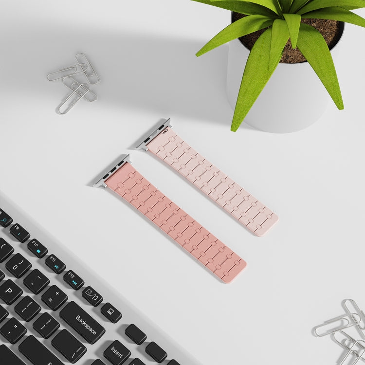 For Apple Watch Ultra 2 49mm Two Color Loop Magnetic Silicone Watch Band(Peach+Light Pink) by bashfashion