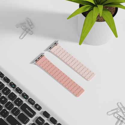 For Apple Watch Ultra 2 49mm Two Color Loop Magnetic Silicone Watch Band(Peach+Light Pink) by bashfashion