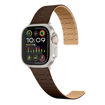 For Apple Watch Ultra 2 49mm Two Color Loop Magnetic Silicone Watch Band(Dark Brown+Light Brown) by bashfashion