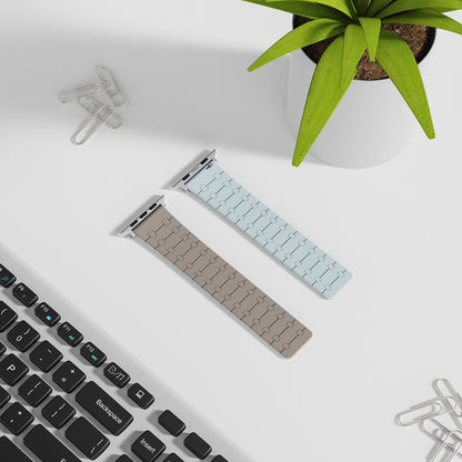 For Apple Watch Series 9 45mm Two Color Loop Magnetic Silicone Watch Band(Khaki+Light Green) by bashfashion