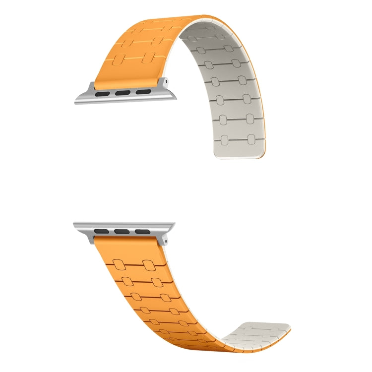 For Apple Watch Ultra 49mm Two Color Loop Magnetic Silicone Watch Band(Orange+Starlight) by bashfashion