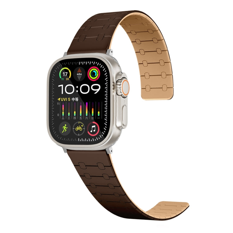 For Apple Watch Ultra 49mm Two Color Loop Magnetic Silicone Watch Band(Dark Brown+Light Brown) by bashfashion