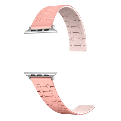 For Apple Watch SE 2022 40mm Two Color Loop Magnetic Silicone Watch Band(Peach+Light Pink) by bashfashion