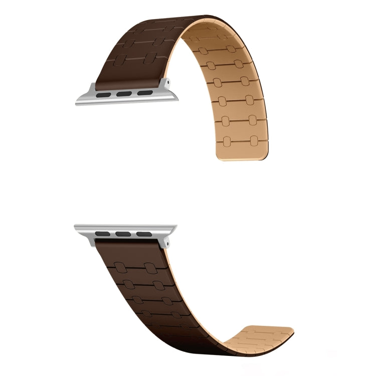 For Apple Watch Series 5 40mm Two Color Loop Magnetic Silicone Watch Band(Dark Brown+Light Brown) by bashfashion