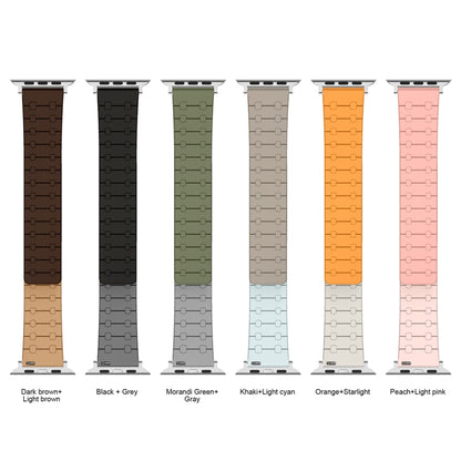 For Apple Watch Ultra 49mm Two Color Loop Magnetic Silicone Watch Band(Green+Grey) by bashfashion