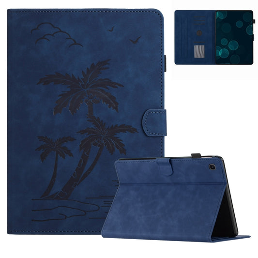 For Samsung Galaxy Tab A7 Lite 8.7 T220/T225 Coconut Tree Embossed Leather Tablet Case(Blue) by bashfashion