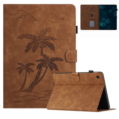 For Samsung Galaxy Tab A7 Lite 8.7 T220/T225 Coconut Tree Embossed Leather Tablet Case(Brown) by bashfashion