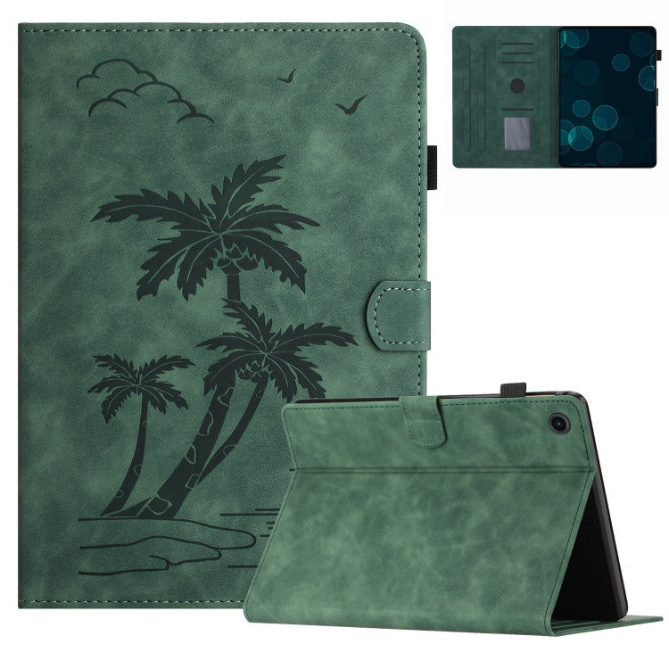 For Samsung Galaxy Tab A11 / A9 X110/X115 Coconut Tree Embossed Leather Tablet Case(Green) by bashfashion