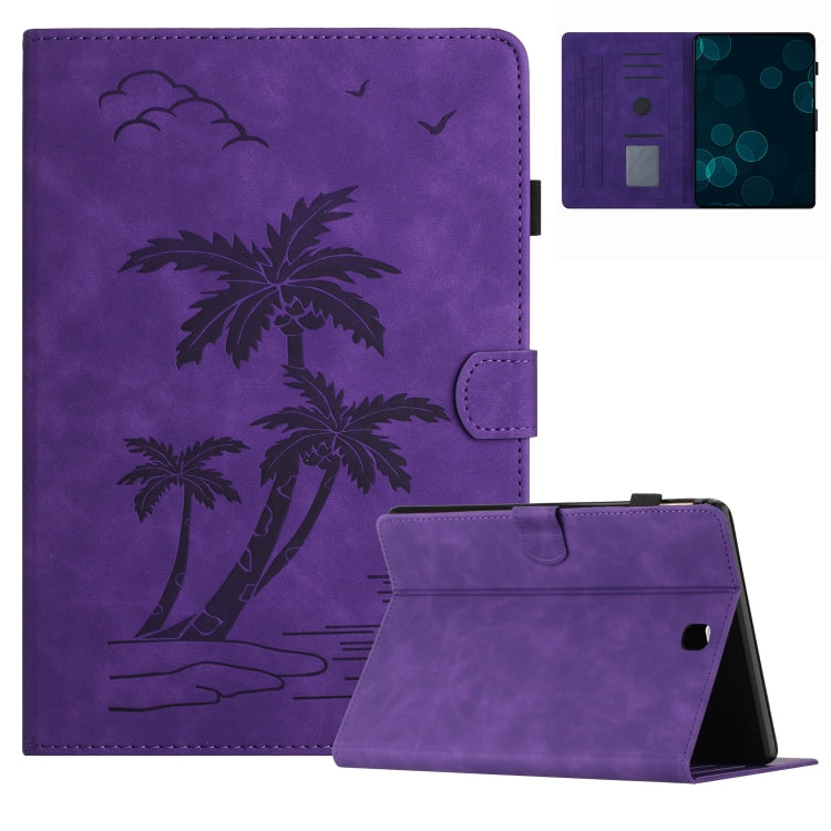 For Samsung Galaxy Tab A 9.7 T550/T555C Coconut Tree Embossed Smart Leather Tablet Case(Purple) by bashfashion