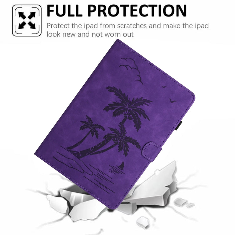 For Samsung Galaxy Tab A 9.7 T550/T555C Coconut Tree Embossed Smart Leather Tablet Case(Purple) by bashfashion