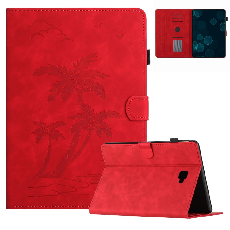 For Samsung Galaxy Tab A 10.1 T580/T585 Coconut Tree Embossed Smart Leather Tablet Case(Red) by bashfashion