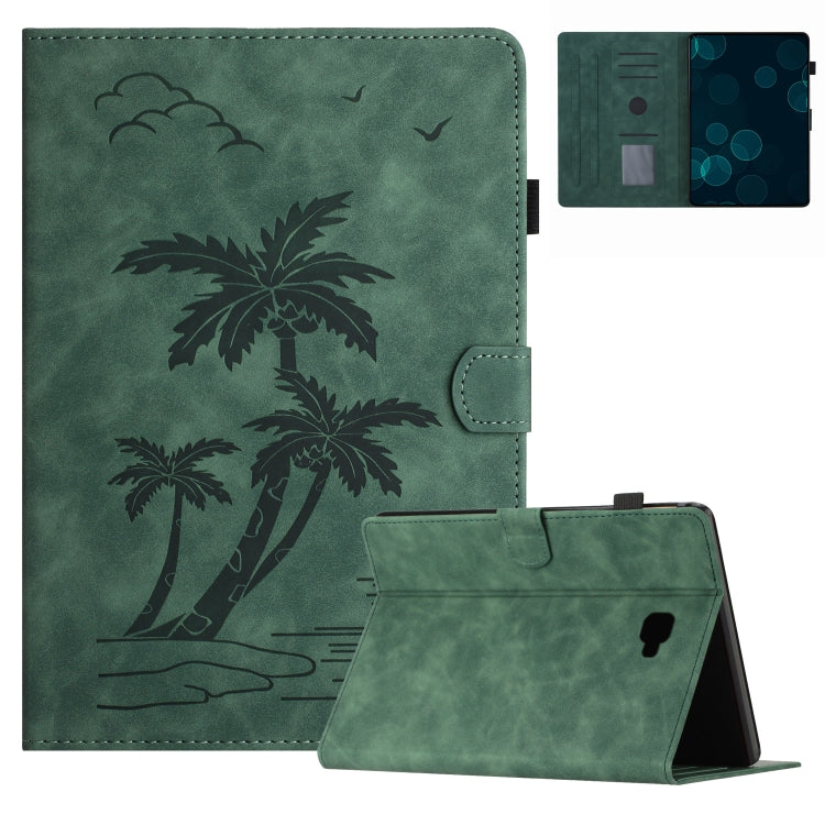 For Samsung Galaxy Tab A 10.1 T580/T585 Coconut Tree Embossed Smart Leather Tablet Case(Green) by bashfashion