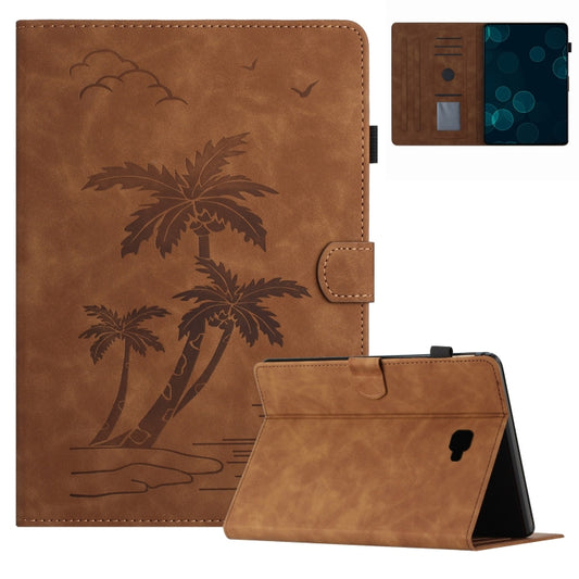 For Samsung Galaxy Tab A 10.1 T580/T585 Coconut Tree Embossed Smart Leather Tablet Case(Brown) by bashfashion
