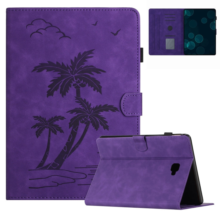 For Samsung Galaxy Tab A 10.1 T580/T585 Coconut Tree Embossed Smart Leather Tablet Case(Purple) by bashfashion