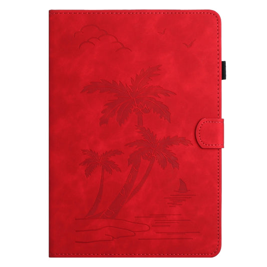 For Samsung Galaxy Tab S5e T720/T725 Coconut Tree Embossed Smart Leather Tablet Case(Red) by bashfashion