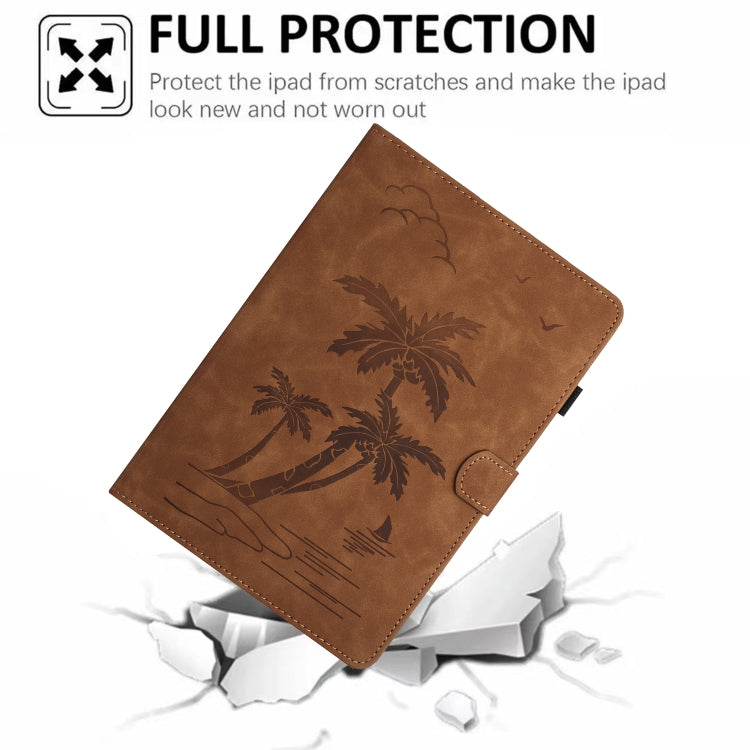 For Samsung Galaxy Tab S5e T720/T725 Coconut Tree Embossed Smart Leather Tablet Case(Brown) by bashfashion