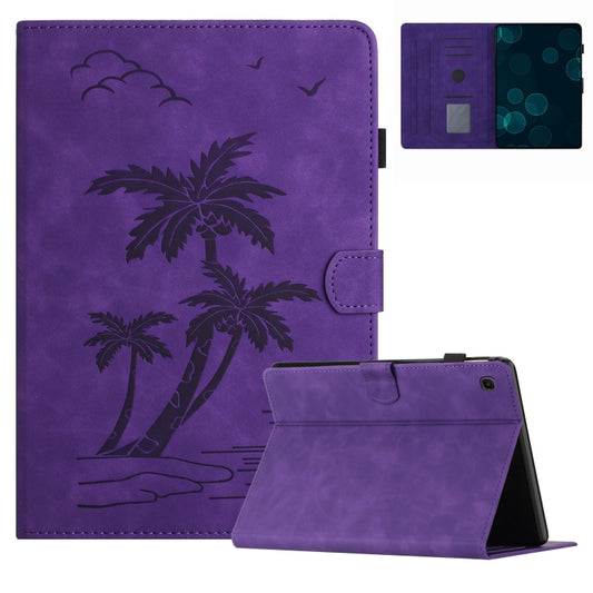 For Samsung Galaxy Tab S5e T720/T725 Coconut Tree Embossed Smart Leather Tablet Case(Purple) by bashfashion