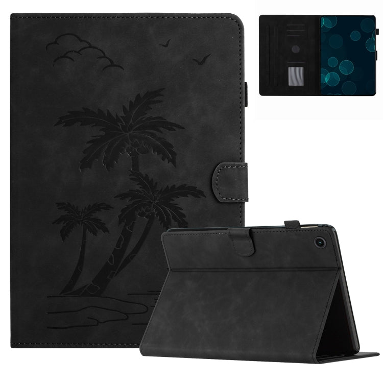 For Samsung Galaxy Tab A11+ / A9+ X210/X216 Coconut Tree Embossed Smart Leather Tablet Case(Black) by bashfashion