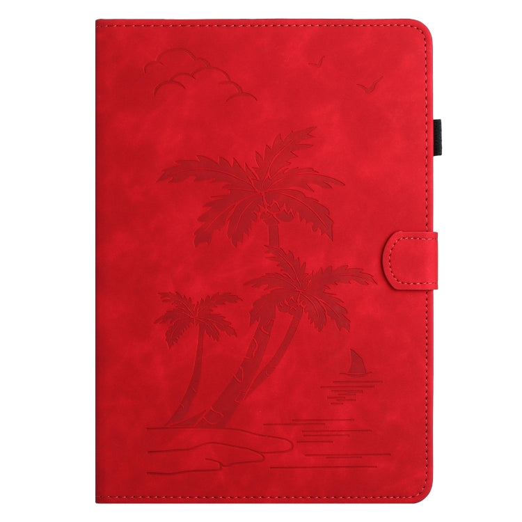 For Samsung Galaxy Tab A11+ / A9+ X210/X216 Coconut Tree Embossed Smart Leather Tablet Case(Red) by bashfashion