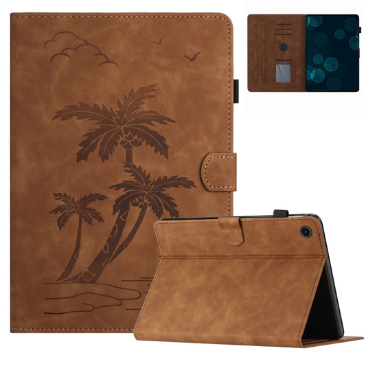 For Samsung Galaxy Tab A11+ / A9+ X210/X216 Coconut Tree Embossed Smart Leather Tablet Case(Brown) by bashfashion