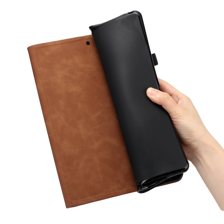 For Samsung Galaxy Tab S6 Lite P610/P615 Coconut Tree Embossed Smart Leather Tablet Case(Brown) by bashfashion