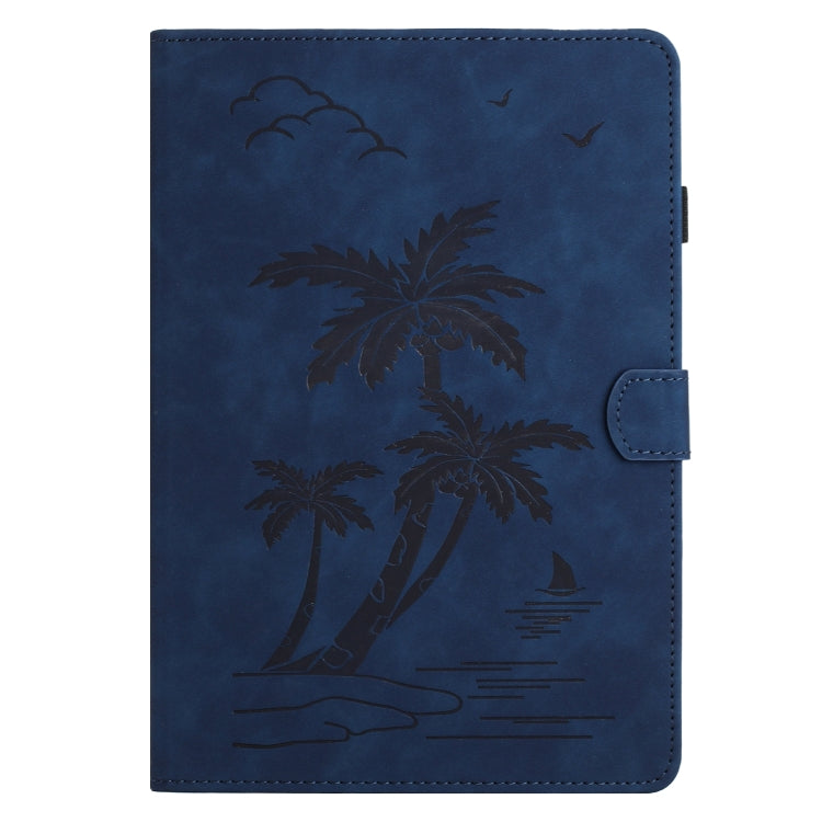 For Samsung Galaxy Tab S7 T870/T875 Coconut Tree Embossed Smart Leather Tablet Case(Blue) by bashfashion