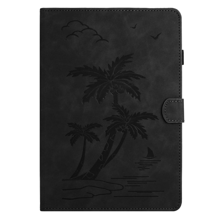 For Samsung Galaxy Tab S9 X710/X716B/X718U Coconut Tree Embossed Smart Leather Tablet Case(Black) by bashfashion