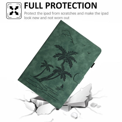 For Samsung Galaxy Tab S9 FE X510/X516B Coconut Tree Embossed Smart Leather Tablet Case(Green) by bashfashion
