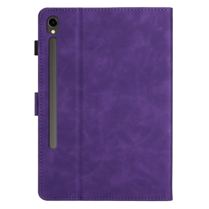 For Samsung Galaxy Tab S9 FE X510/X516B Coconut Tree Embossed Smart Leather Tablet Case(Purple) by bashfashion