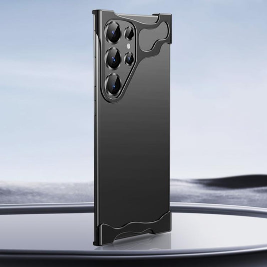 For Samsung Galaxy S25 Ultra 5G Frameless Metal Corner Pad Phone Case with Lens Film(Black) by bashfashion
