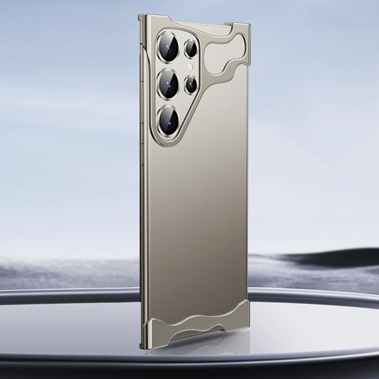 For Samsung Galaxy S25 Ultra 5G Frameless Metal Corner Pad Phone Case with Lens Film(Grey) by bashfashion