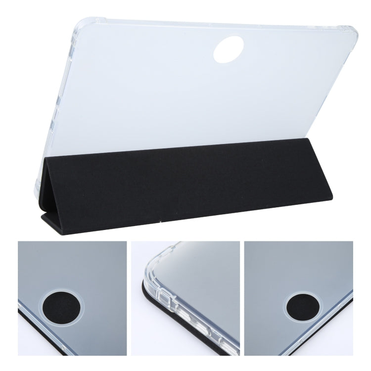 For Honor Pad 9 3-fold Clear TPU Smart Leather Tablet Case with Pen Slot(Black) by bashfashion