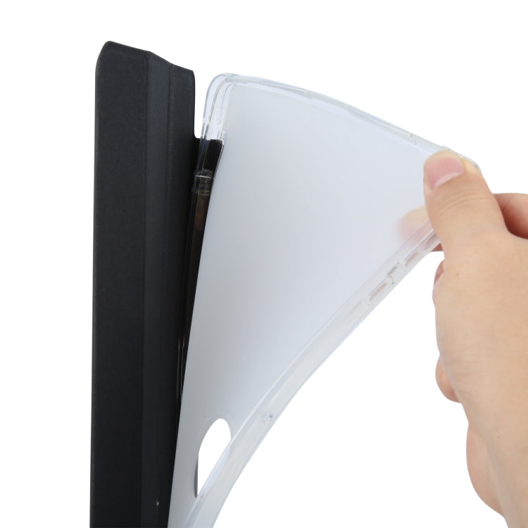 For Honor Pad 9 3-fold Clear TPU Smart Leather Tablet Case with Pen Slot(Black) by bashfashion