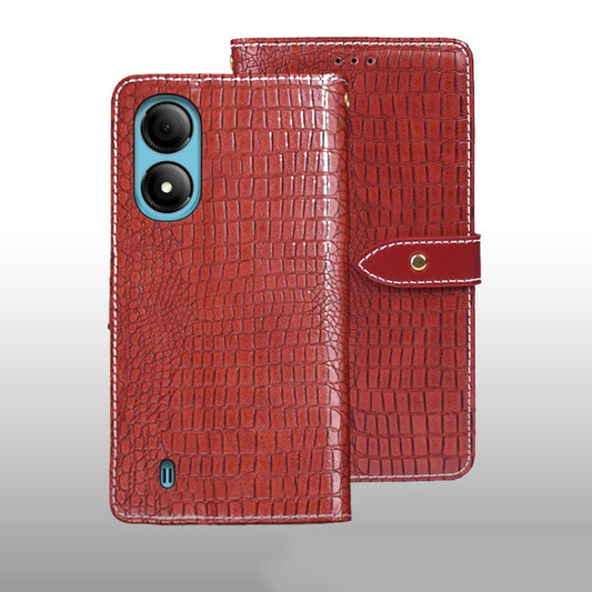 For ZTE Blade A33S idewei Crocodile Texture Leather Phone Case(Red) by idewei