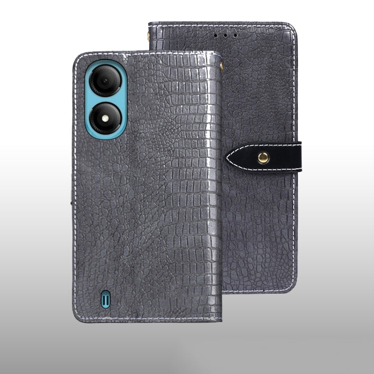 For ZTE Blade A33S idewei Crocodile Texture Leather Phone Case(Grey) by idewei