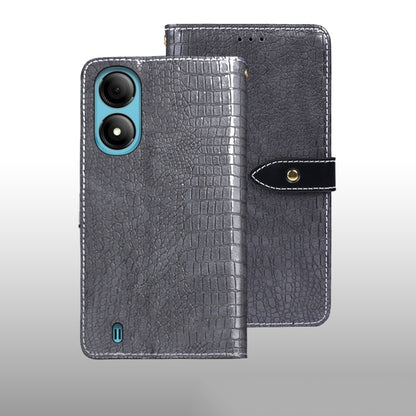 For ZTE Blade A33S idewei Crocodile Texture Leather Phone Case(Grey) by idewei