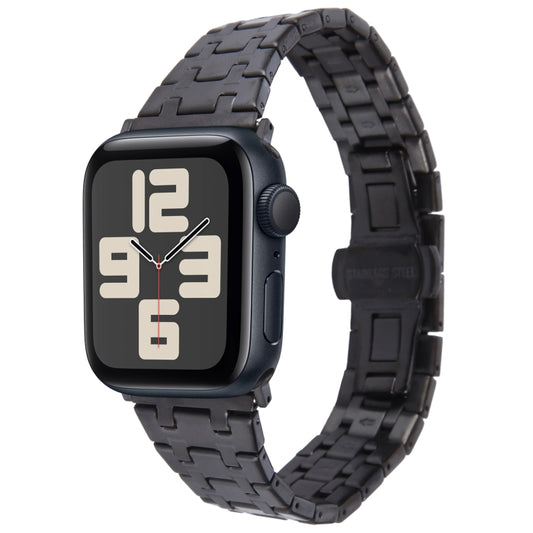 For Apple Watch SE 2023 40mm Double T Stainless Steel Watch Band(Black) by bashfashion