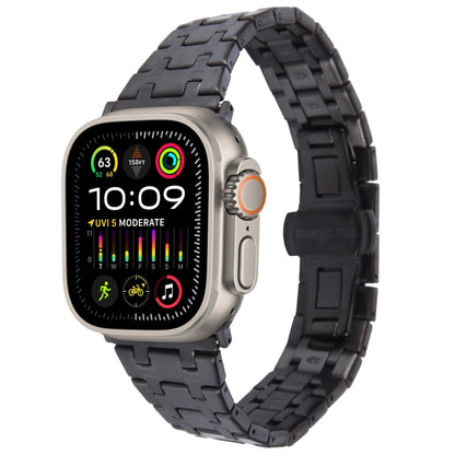 For Apple Watch Ultra 2 49mm Double T Stainless Steel Watch Band(Black) by bashfashion