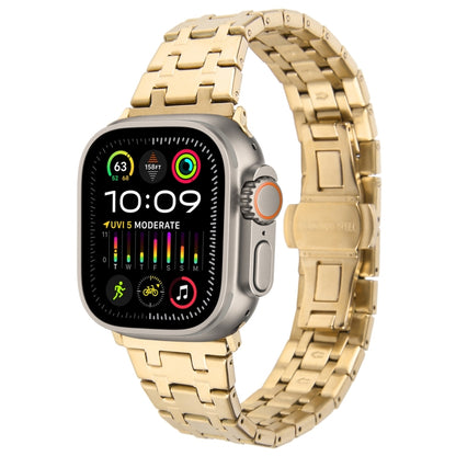 For Apple Watch Ultra 2 49mm Double T Stainless Steel Watch Band(Gold) by bashfashion