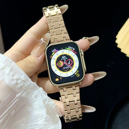 For Apple Watch Ultra 2 49mm Double T Stainless Steel Watch Band(Rose Gold) by bashfashion