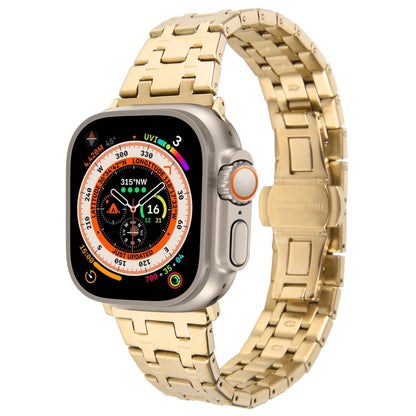 For Apple Watch Ultra 49mm Double T Stainless Steel Watch Band(Gold) by bashfashion
