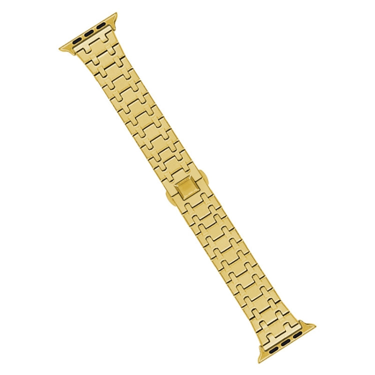 For Apple Watch Ultra 49mm Double T Stainless Steel Watch Band(Gold) by bashfashion