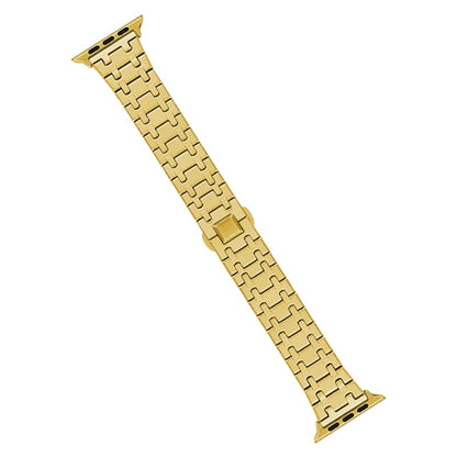 For Apple Watch Ultra 49mm Double T Stainless Steel Watch Band(Gold) by bashfashion